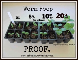 Faster germination and seedling growth from worm castings