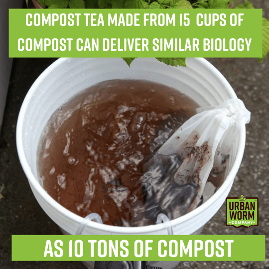 Compost tea made from 15 cups of compost can deliver similar biology to 10 tons of compost