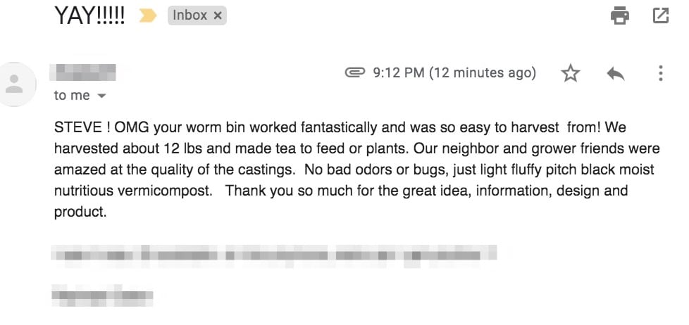 Urban Worm Testimonial from RL